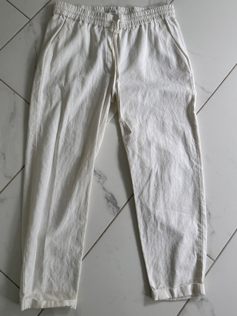 J. Crew White Drawstring Capris
